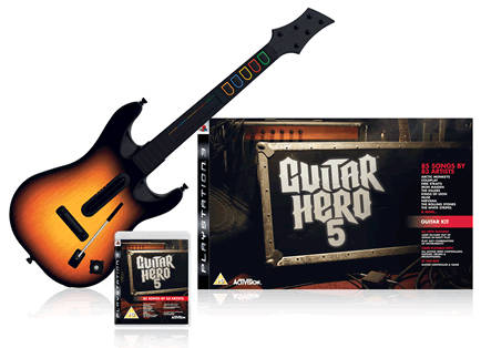 PS3 Guitar Hero 5 Game and Guitar