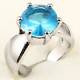 18K WHITE GOLD LARGE ROUND CUT BLUE TOPAZ RING