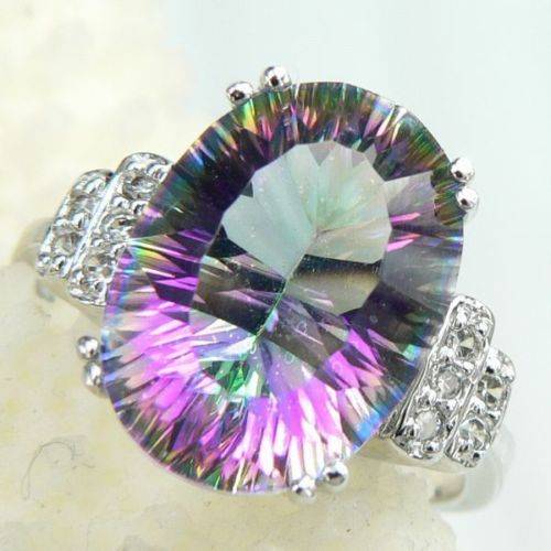 925 SILVER MYSTIC TOAPZ GEMSTONE RING size 7