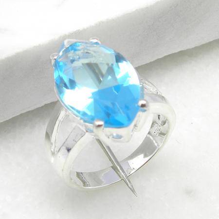 925. silver blue topaz GEMSTONE ring size 9