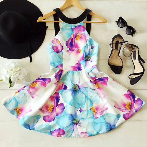Women Lady Summer Sexy Floral Casual Party Evening Cocktail Short Mini Dress