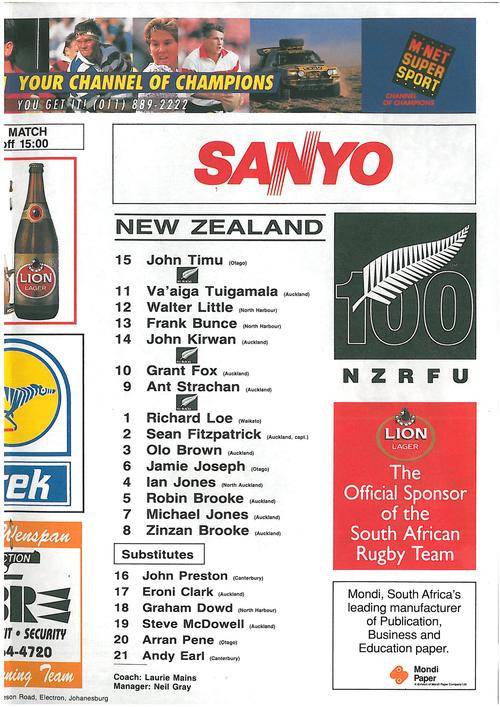 5 Springbok Rugby programmes