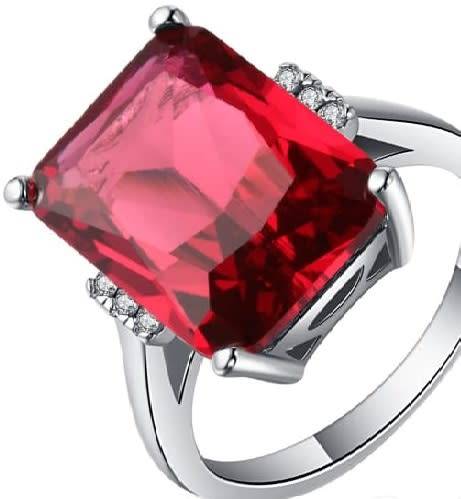 New Women's Solid 925 Stirling Silver Ruby Ring