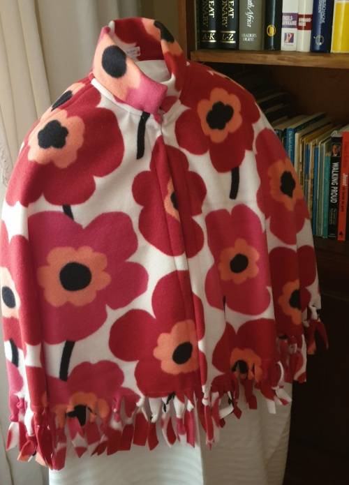 Fleece Poncho with hat and scarf