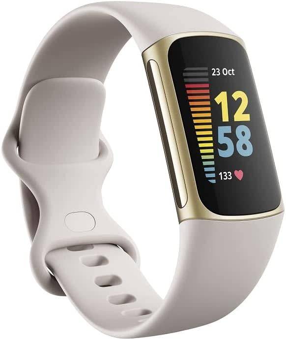 Fitbit Charge 5 Advanced Health & Fitness Tracker - Lunar White/Soft Gold