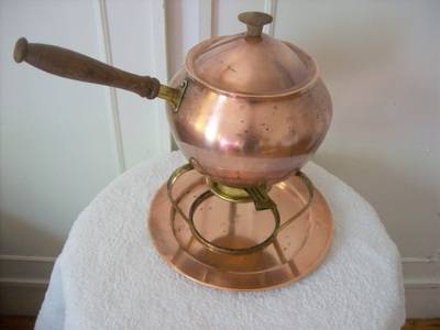 BRASS FONDUE SET.