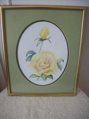 FRAMED WATER COLOUR OF A ROSE  ELSE NISCHK