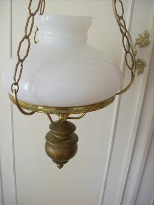 CHANDELIER.  WITH GLASS SHADE.  GOOD CONDTION.