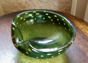 HEAVY GLASS ASHTRAY.