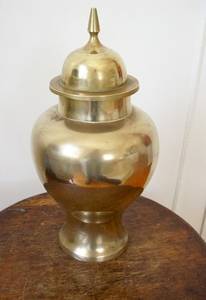 BRASS URN AND LID  LARGE