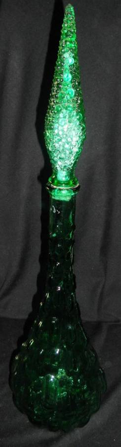 Stunning Vintage Green Glass Genie Decanter