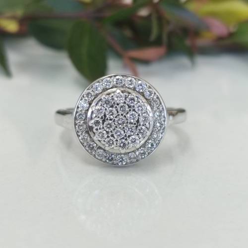 White Gold Diamond Halo Ring #1001
