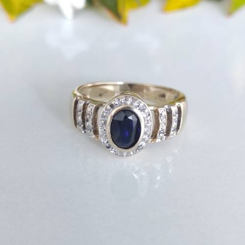 Royal Blue Oval Sapphire Ring #1014