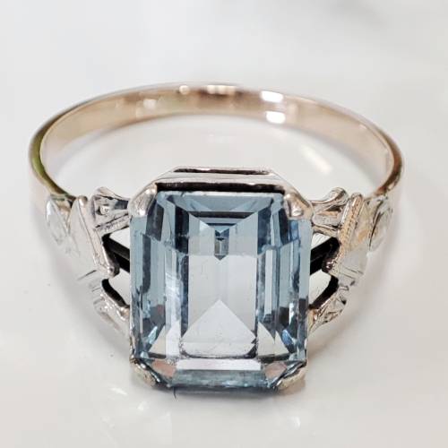 Blue Topaz & Gold Ring #1128