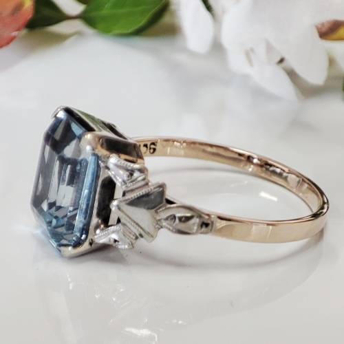 Blue Topaz & Gold Ring #1128