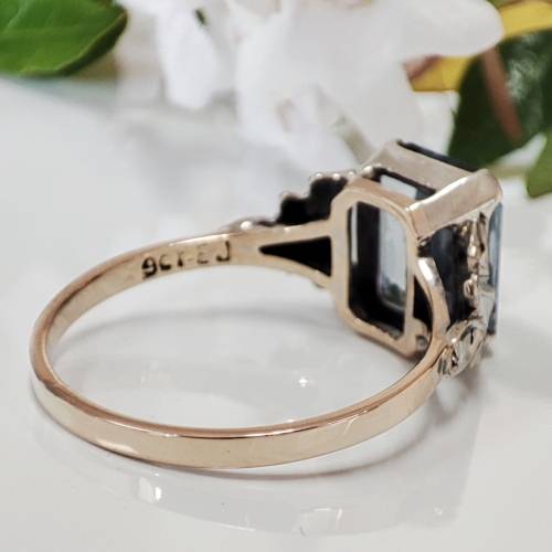 Blue Topaz & Gold Ring #1128