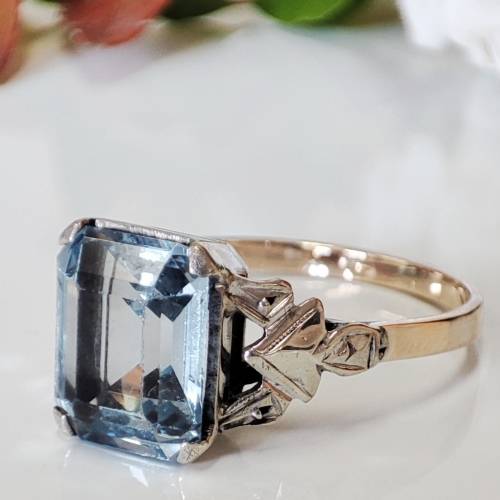 Blue Topaz & Gold Ring #1128