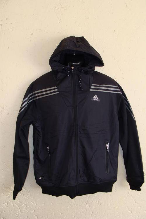 Thick Adidas Jacket with Hood X Large Black