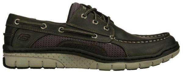 Original Mens SKECHERS Norris Stern Leather Upper - UK 9 (SA 9) (Black) Memory Foam