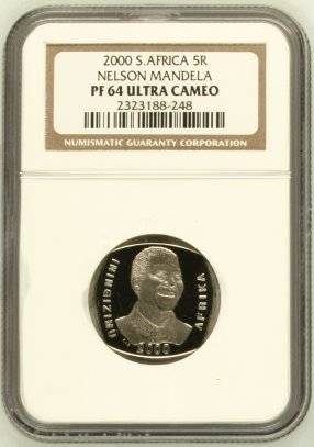 ##Nelson Mandela 2000 R5 NGC Graded## PF64 Ultra Cameo##@@@