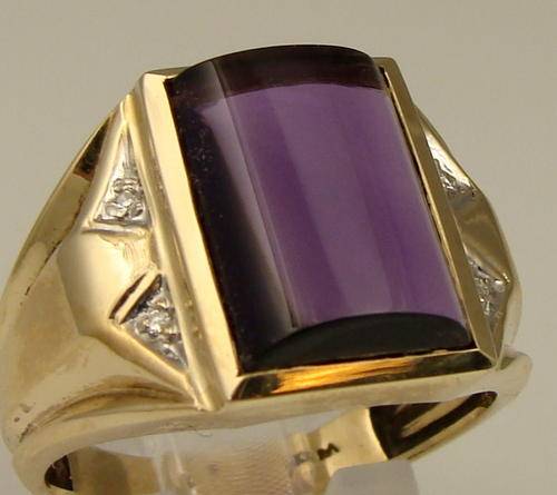 ANTIQUE VINTAGE DECO MENS RING AMETHYST 10K GOLD