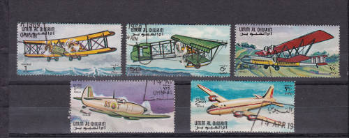 UMM AL QIWAIN - 1969 History of Aviation Stamps of 1968 Overprinted