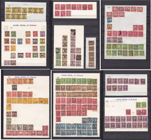 UNITED STATES early 1800's collection unchecked from old album on paper (13 scans)