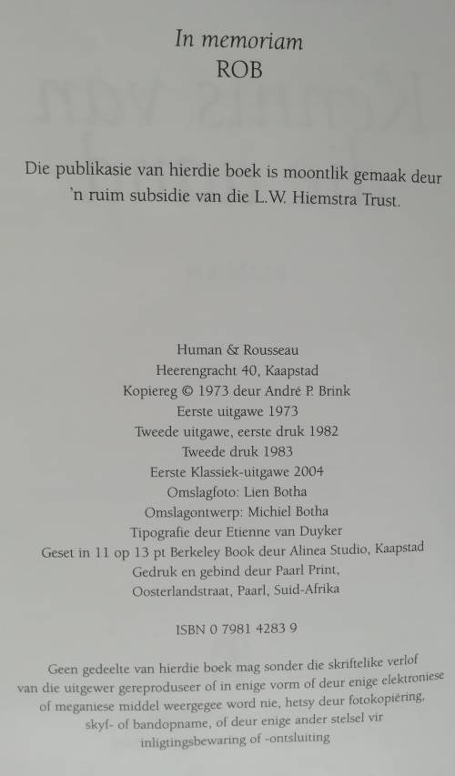 Kennis van die Aand  / Andre P. Brink