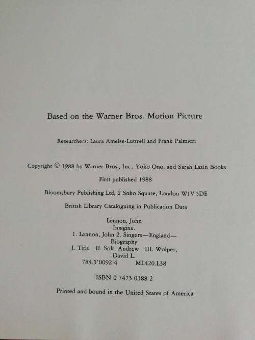 Imagine John Lennon / Written and Edited by Andrew Solt and Sam Egan , Foreword by Yoko Ono