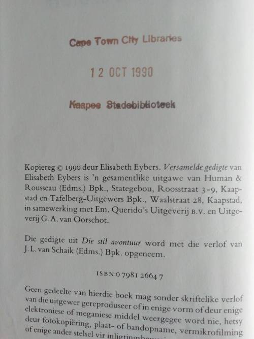 Versamelde Gedigte  /  Elisabeth Eybers