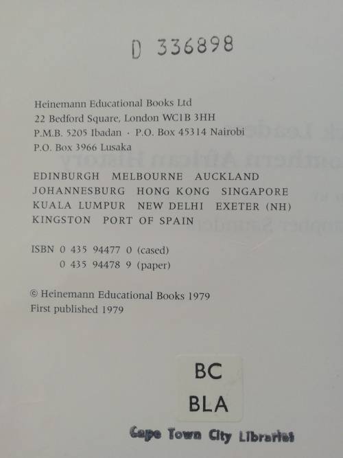 Black Leaders in Southern African History Edited by Christopher Saunders