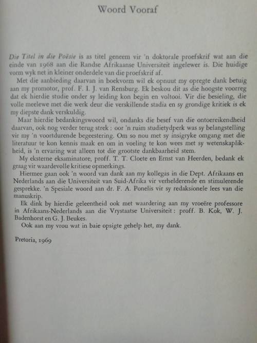 DIE TITEL IN DIE POESIE / PIROW BEKKER