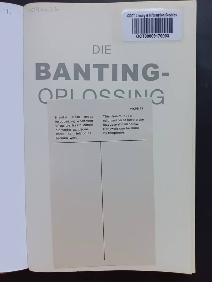 Die Banting-Oplossing / Bernadine Douglas & Bridgette Allan