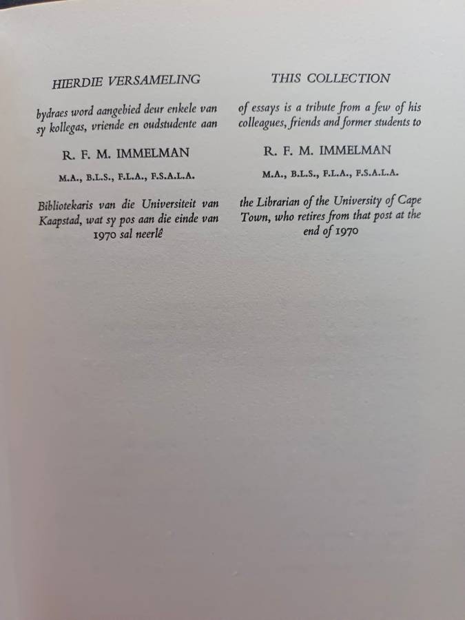 Libraries and People / Biblioteke en Mense : R. F. M. Immelman (Limited Edition)