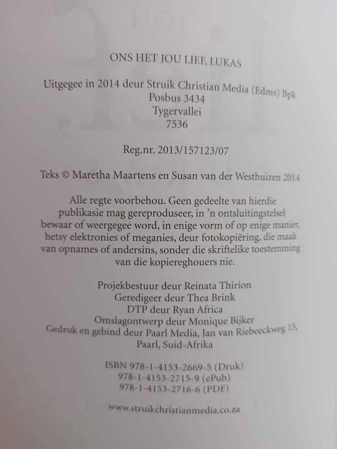 Ons het jou lief, LUKAS / Maretha Maartens