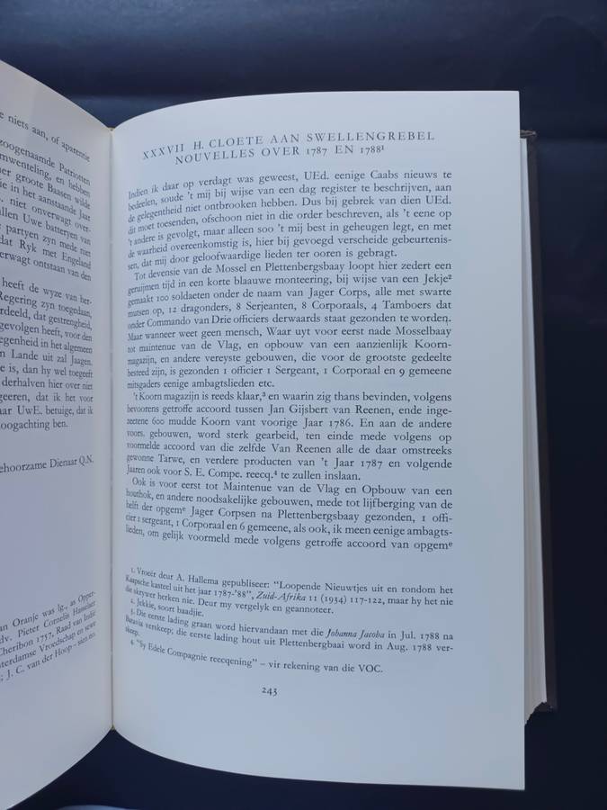 BRIEFWISSELING VAN HENDRIK SWELLENGREBEL JR OOR KAAPSE SAKE 1778-1792 / 2de reeks V.R.S 13