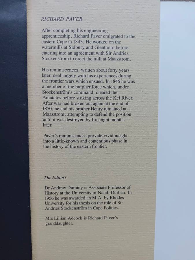 The Reminiscences of Richard Paver: Edited by A. H. Duminy with L. J. G. Adcock
