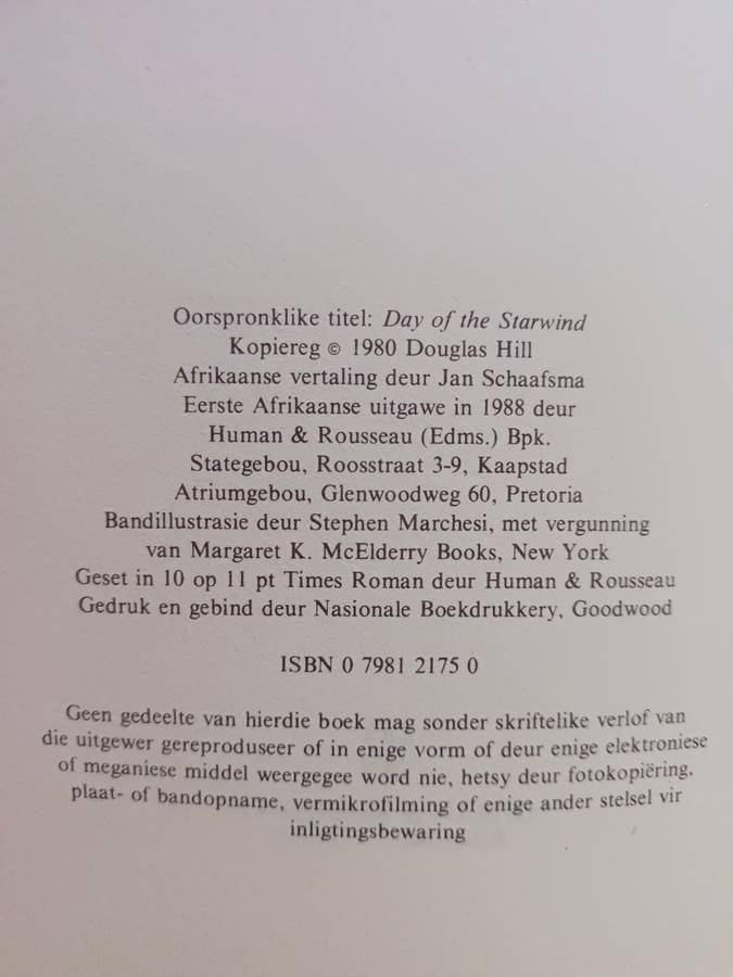 DAG VAN DIE STERREWIND / Douglas Hill