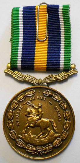 Full Size De Wet Medal Numbered at Back Uniface Suspender