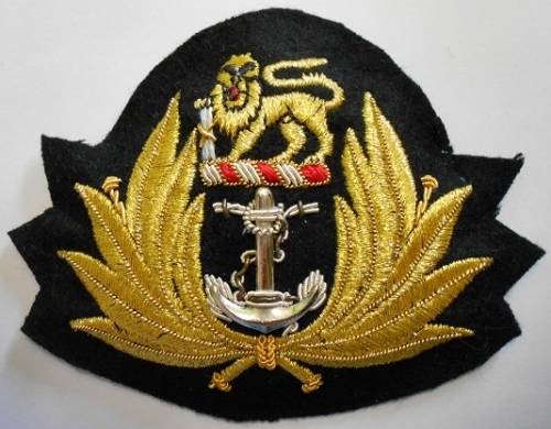 SA Navy Officers Cap Badge Lurex Wire on Felt Padded