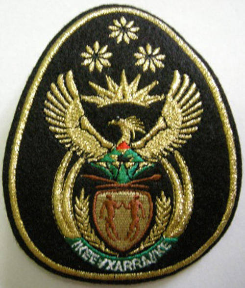 SANDF Formation Sergeant Major Rank Insignia Embroidered Lurex Wire on Felt Single Three Pins