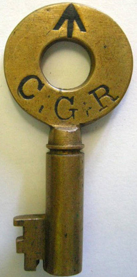 Cape Government Railways Chubb London Brass Key Marked Broad Arrow C. G. R. Length: 55mm