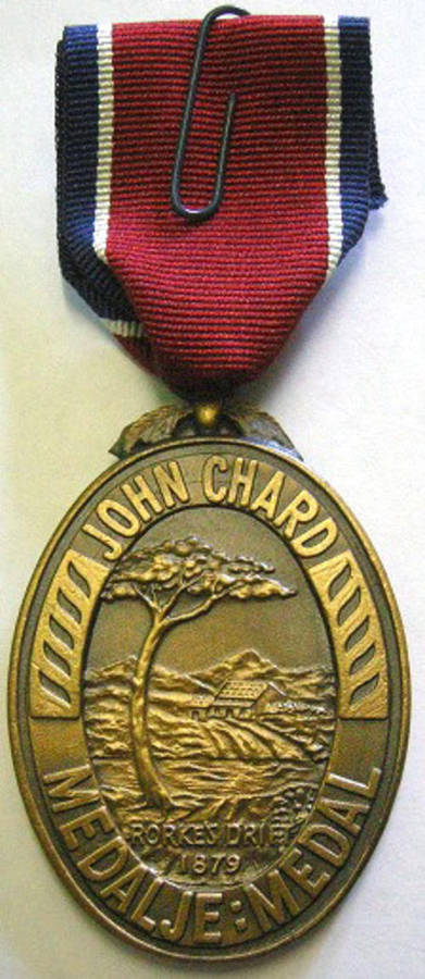 Full Size John Chard Medal Numbered on Rim Voided Acorn Thick Lettering Small Thick Suspender Ring