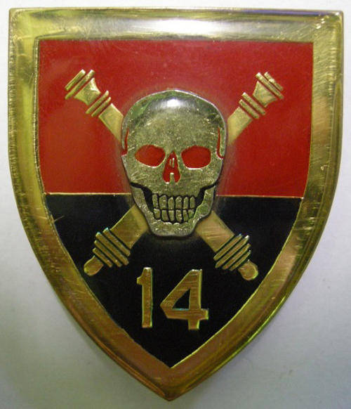 14 Field Regiment Shoulder Flash Raised / Add On Skull Type Pins Intact