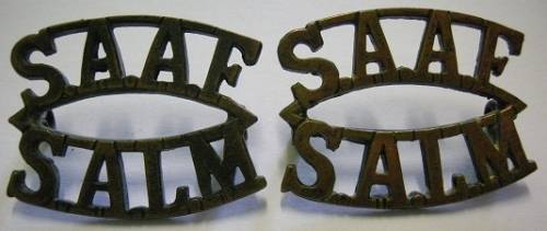 SAAF / SALM Brass Shoulder Titles Pair