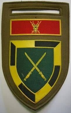 SA Infantry School Rubberised Shoulder Flash Pin Intact Dinnes 5391