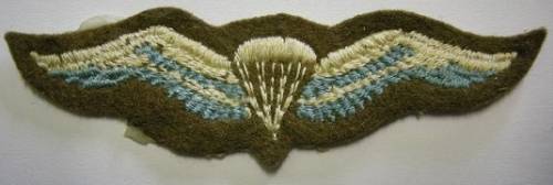 Basic Static Line Parachute Wing Embroidered on Felt Note Glue & Paper at Back