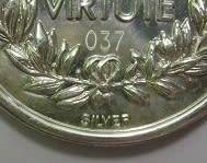 Full Size Pro Virtute Medal Numbered 037 Marked Silver 12cm Ribbon