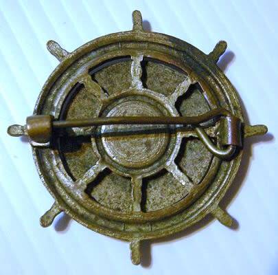 R.M.M.V Carnarvon Castle Brass & Enamel Brooch Type Pin 37mm