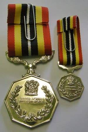 Full Size Southern Africa Medal Double Face Susp Tall Grass Poor Detail Number on Rim w/ Miniature